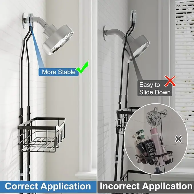 Upgraded Extended - Length Hanging Shower Organizer. Features Hooks, Rustproof Shampoo & Soap Holder. Large - Capacity Bathroom 6