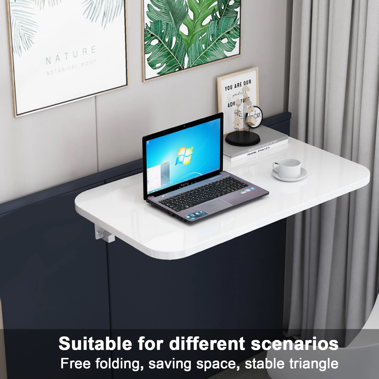 1Pc Folding Wall Desk Wall Mounted Metal Table with Heavy-Duty Bracket Durable Stable for Kitchen Laundry Room & Restaurant Use 2