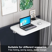 1Pc Folding Wall Desk Wall Mounted Metal Table with Heavy-Duty Bracket Durable Stable for Kitchen Laundry Room & Restaurant Use 2