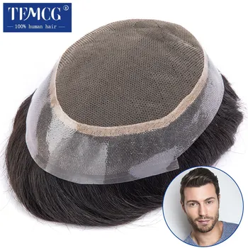 Australia Toupee Men Lace PU Base Wig For Men Male Hair Prosthesis Breathable Man Wig Capillary Prosthesis Replacement System 1