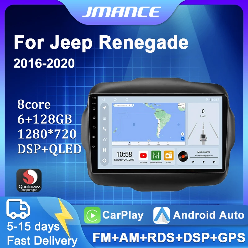 Jmance 4G Dsp Autoradio Android Auto Video Multimedia Player Per Jeep Renegade 2016-2020 Carplay 2Din No Dvd Autoradio Gps