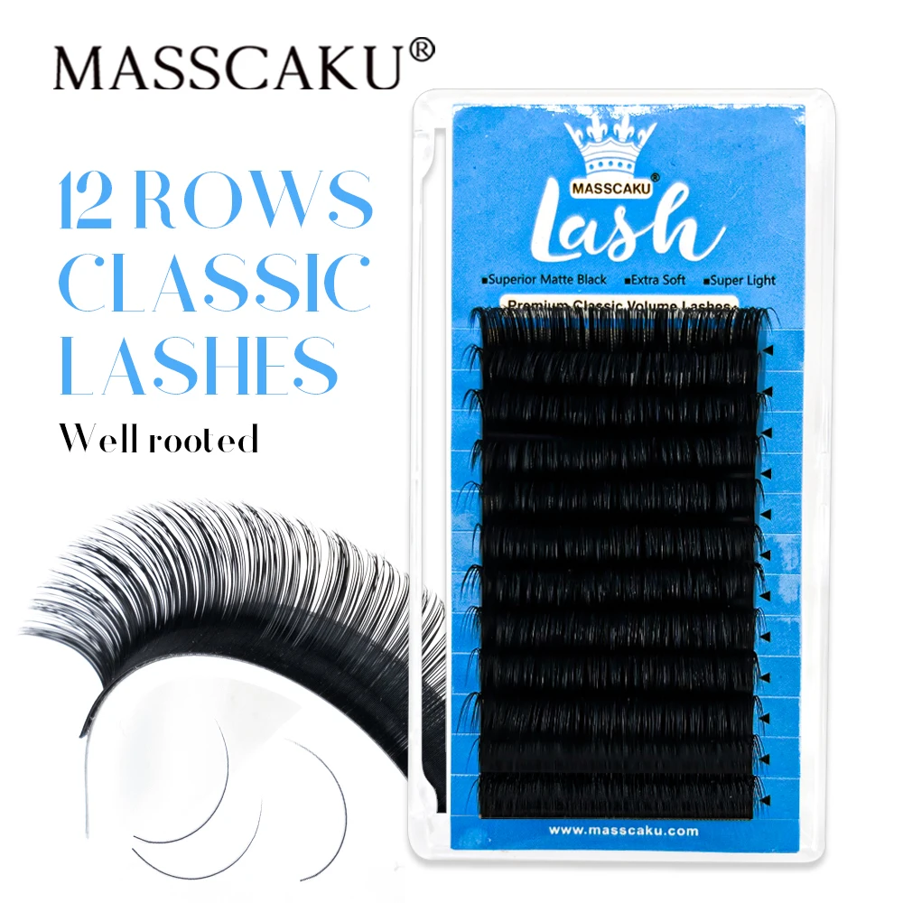 Wholesale Price Masscaku Russian Classic Volume Lashes 8-20mm Easy Grafting Eyelash Extensions Mink Individual Eyelashes