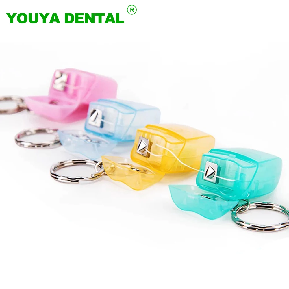 30pcsPortableDentalFlossKeychain15MToothShapedFlossRollKey