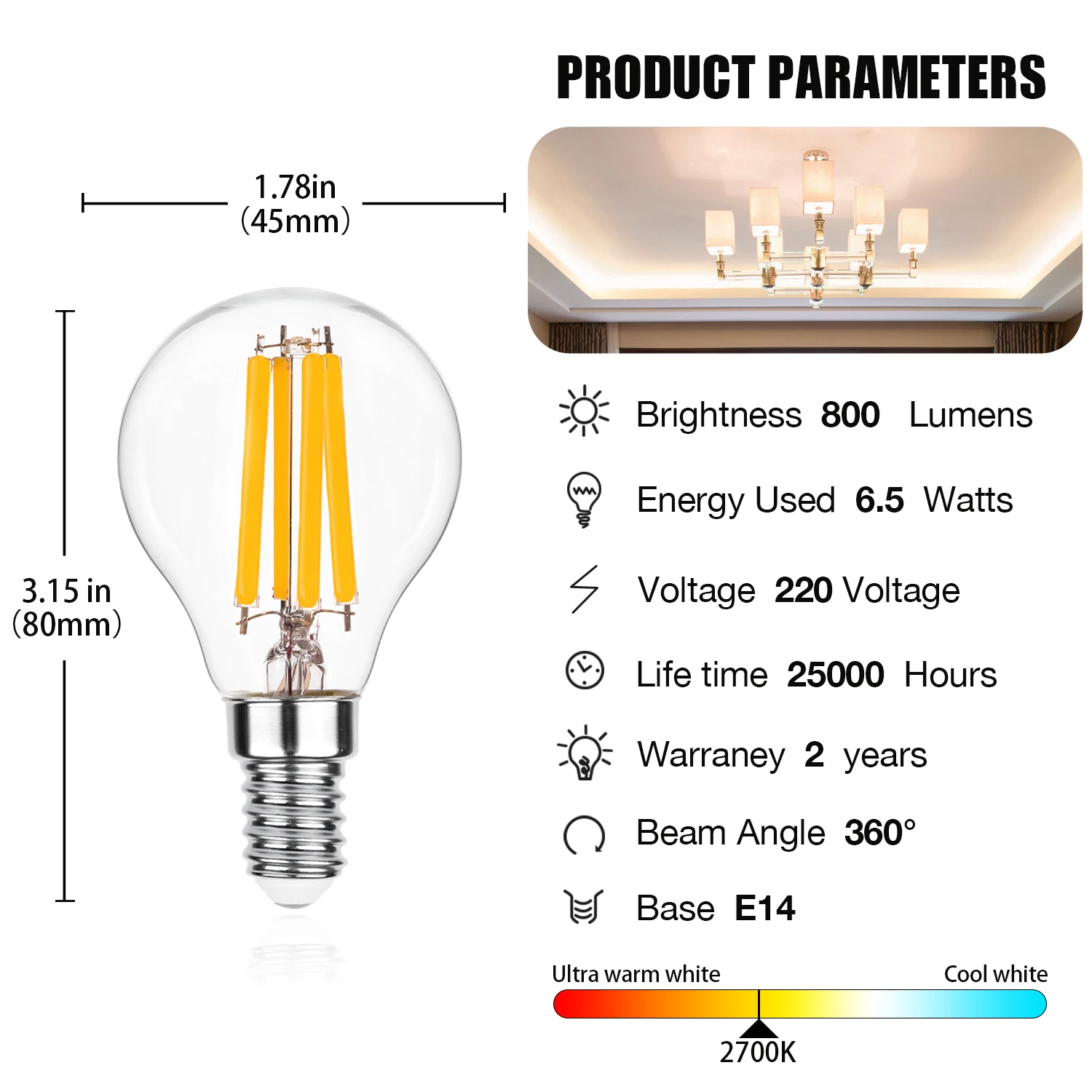 Forskelsbehandling Triumferende pisk Led Filament Bulbs | Light Ampoule | Led Bulbs Tubes - G45 E14 Led Filament  Bulbs 6.5w - Aliexpress