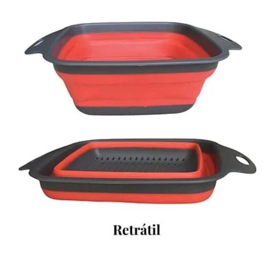 Quadrado - Escorredor de Silicone Retrátil Multiuso Massas Fruta Alimentos 3