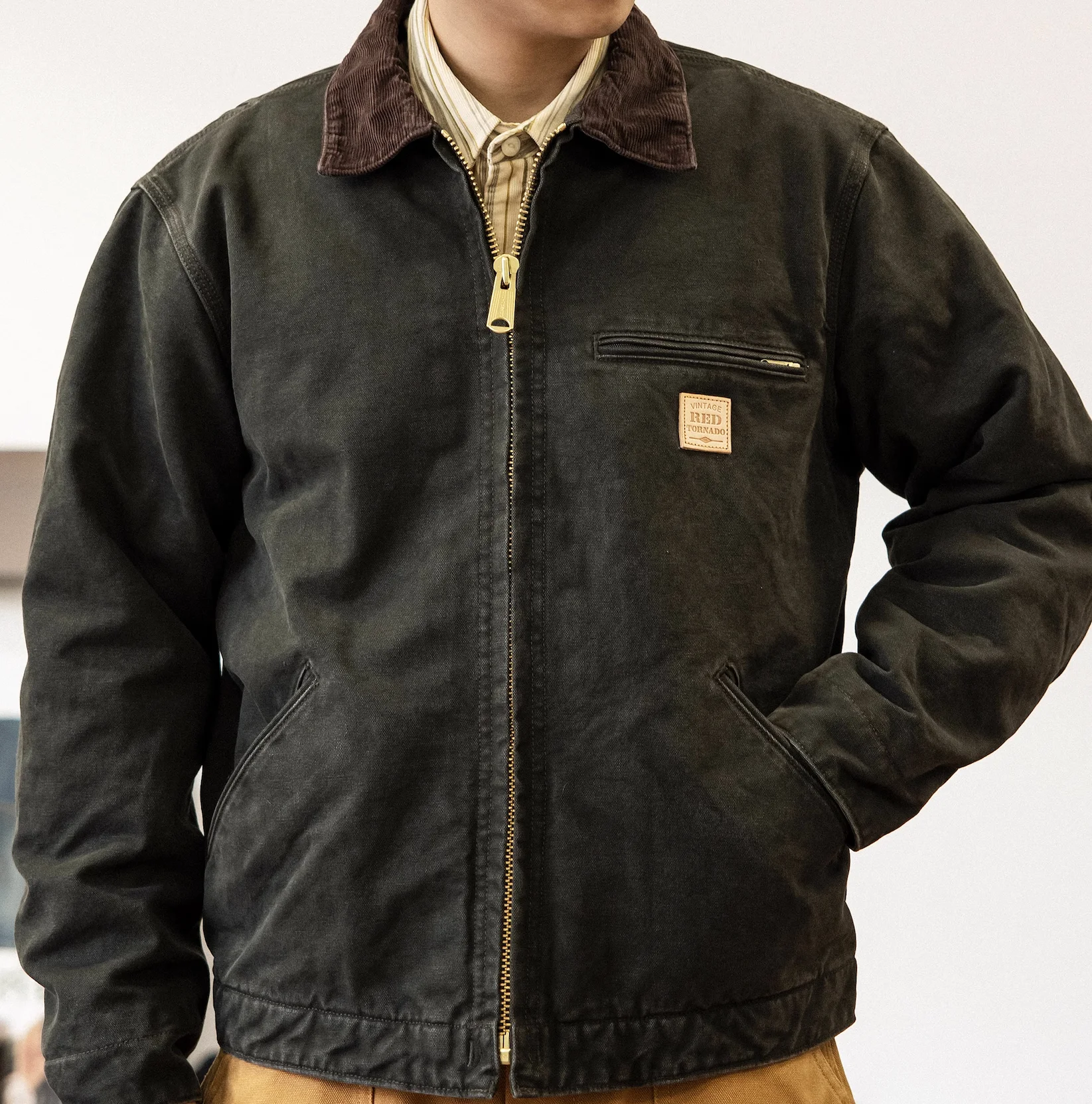 J01-0001 Red Tornado US Big Size Top Quality Super Warm 50% Wool Lining Cotton Fabric Vintage Stylish J1 Jacket 2