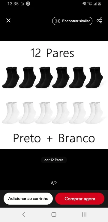 Meias Masculinas de Algodão Preto, Meias Casuais Brancas, Meias Empresariais de Primavera e Verão, Algodão Reciclado, 12 Pares photo review