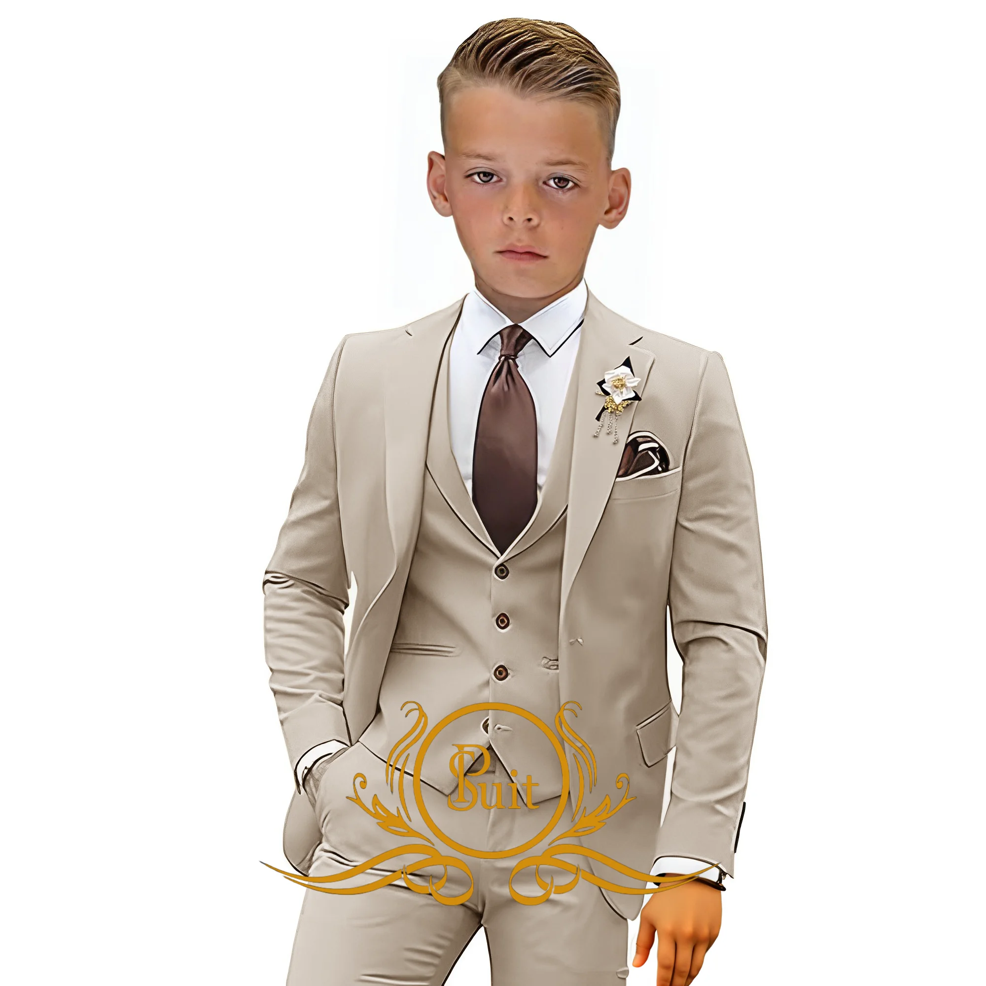 Boys Suit Wedding Tuxedo Jacket Pants Vest 3 Pieces Set Fashion 2-16 Years Old Complete Clothes for Kids