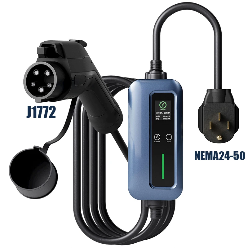 

TEPE1 Portable 40A Electric Vehicle Charger J1772 Charging Gun EV Car Charging Cable Level 2 NEMA 14-50