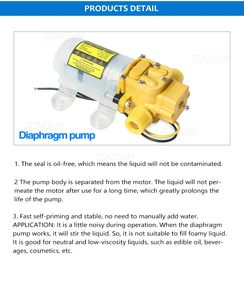 ZONESUN ZS-YTDP2 Electric 2 Nozzles Diaphragm Pump Liquid Filling Machine