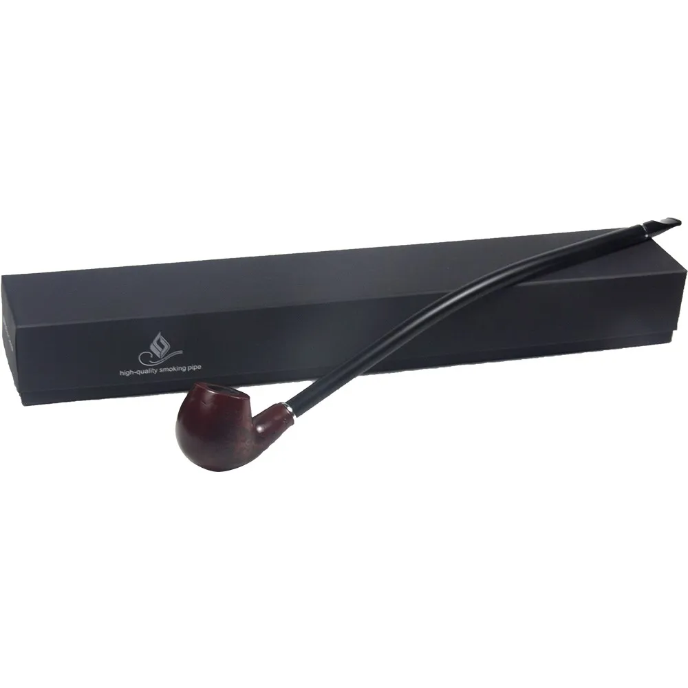 16" Durable Long Modern Wood Smoking Pipe Tobacco Cigarettes Cigar Pipe W/ Box