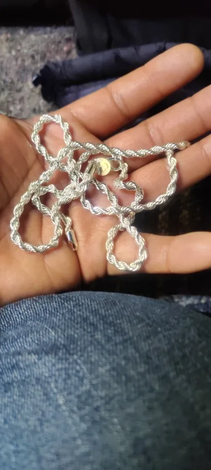 1 pieza de Plata de Ley 925 ancho 2mm/3mm/4mm cuerda cadena collar/pulsera para hombres mujeres hombre collar de cadena de moda photo review