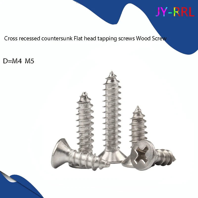 

Countersunk Head Screw M4 M5 304 Stainless steel Cross recessed countersunk Flat head tapping screws Wood Screw