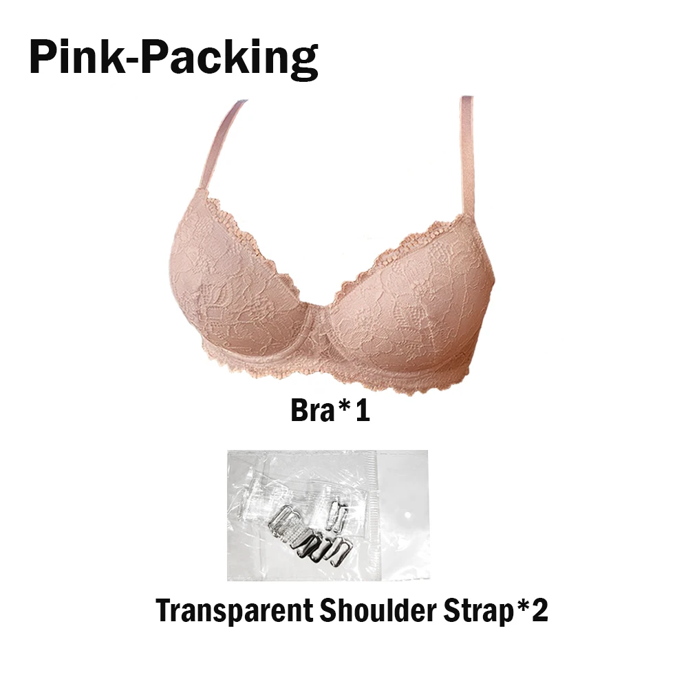 Lace Flower Lingerie for Girls with Adjustable Shoulder Straps Gathered and Anti-Sagging with Steel Ring Beautiful Back Lingerie