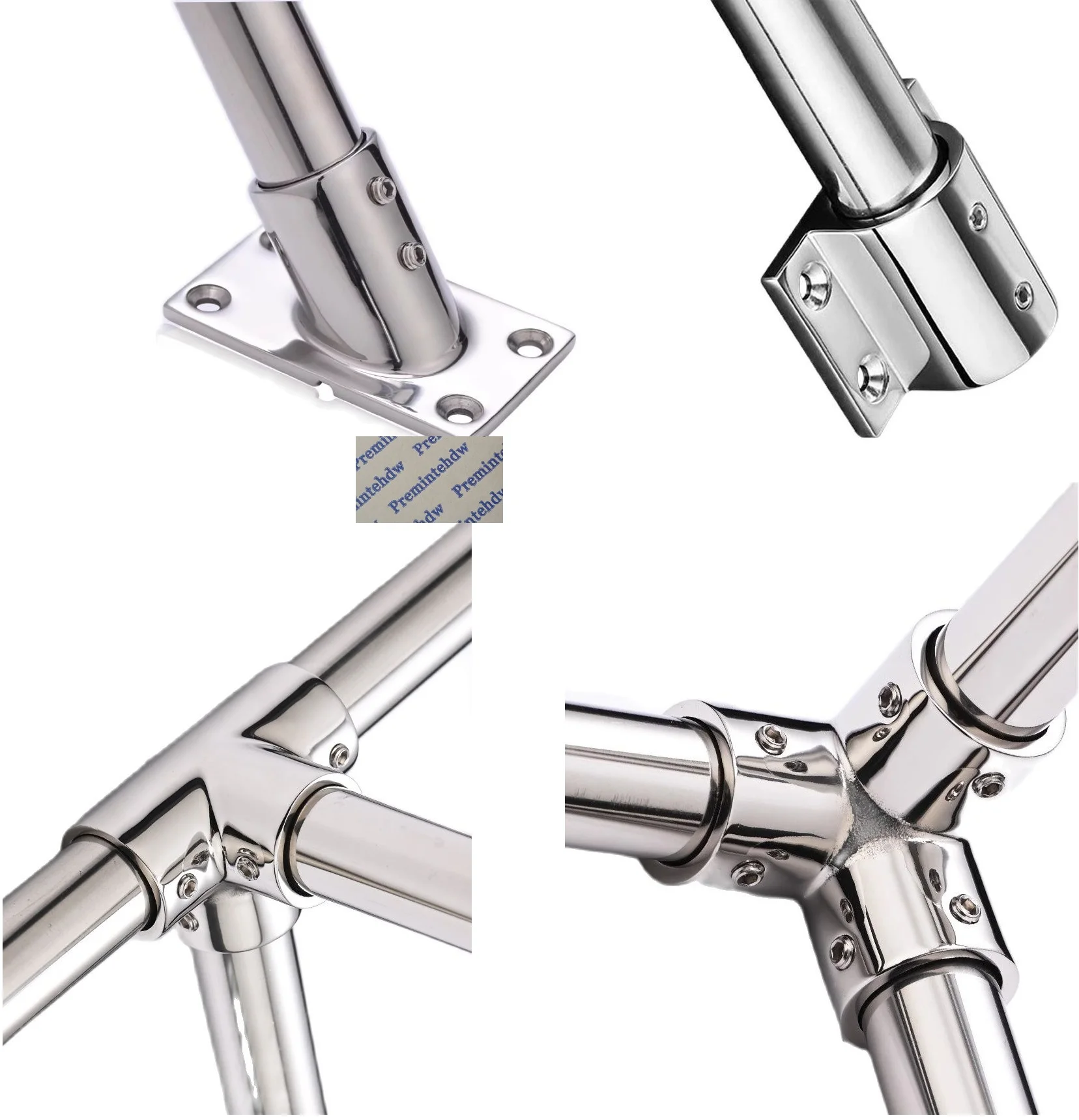 2Pcs 316 Stainless Steel 22mm 25mm Hand Rail Fittings Marine Hardware T Elbow Flange Connector Yacht Boat Ship
