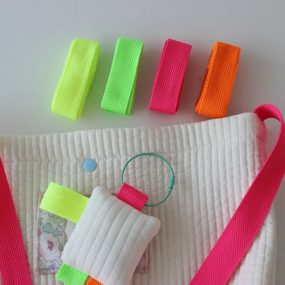 2 Yards 2.5cm Canvas Bag Strap Ribbon Jacquard Webbing Neon color style trim accessory for bag/garment/homedeco Checked Lace canvas ribbon belt webbing ribbon canvas webbing belt