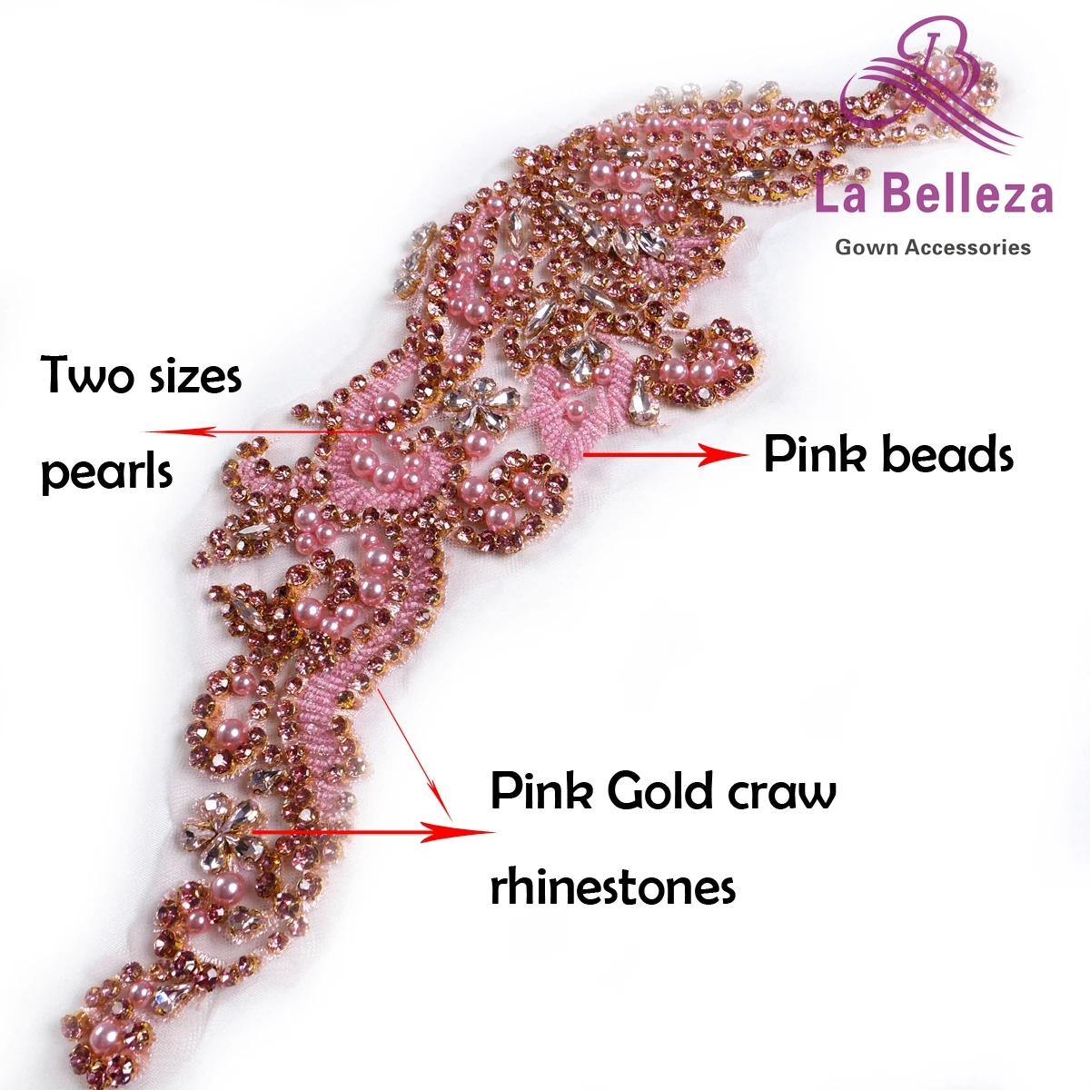 Pretty Pink Silver gold sizes pearls glass shine rhinestones pair applique  patch for bridal dress hat shose belt and other decra - AliExpress 15
