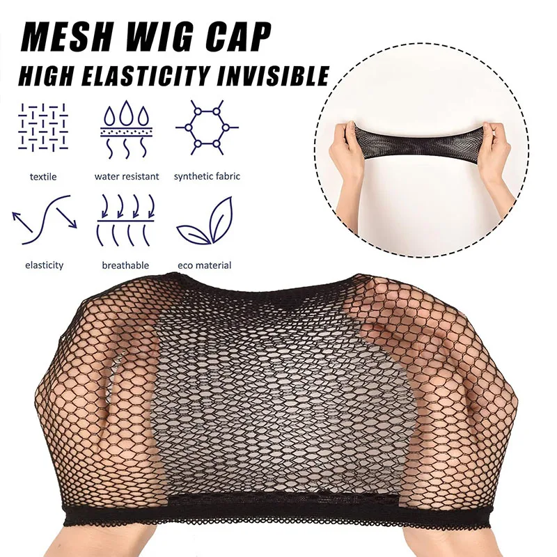 Black Wig Cap 10PCS Black Hair Net Mesh Wig Cap for Long Hair Nylon Caps For Halloween Cosplay for Women Men Kids Daily Use