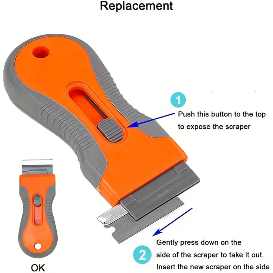 Portable Cleaning Tool Ceramic Glass Razor Blade 10 Blades Telescopic Adjustment Knife Cleaning Scraper Tool Removing Labels Stickers