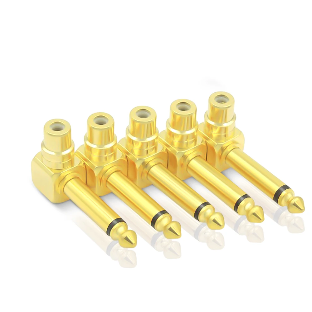 6PCS 90도/직각 6.35mm(1/4 ) 수 플러그 - RCA 암 어댑터 RCA - 6..