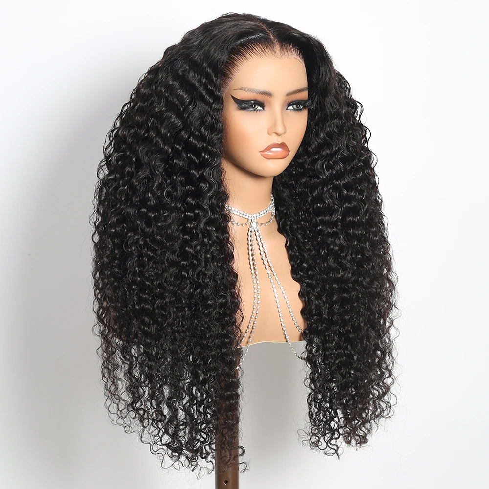 Parrucca 13x6 senza colla in veri capelli umani, ricci profondi, per donna, pre-strappata, con nodi sbiancati, capelli a onda profonda, pronta da indossare, densità 250% - immagine 5