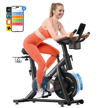 MERACH Exercise Bike Brake Pad/Magnetic Stationary Bike with Exclusive App Low Noise Indoor Cycling Bike with Fitness Courses B2 1