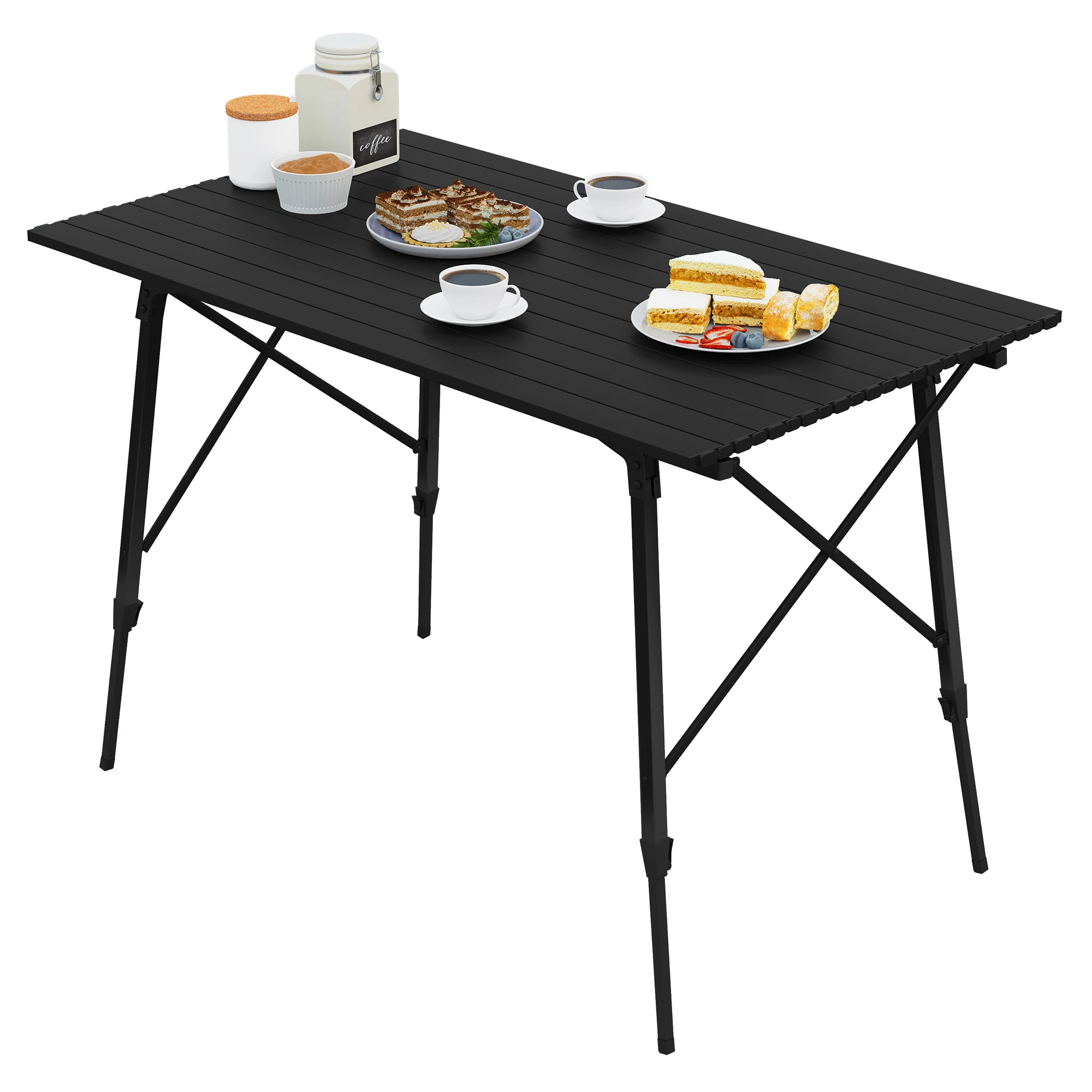 Portable Adjustable Height Camping Table with Carry Bag