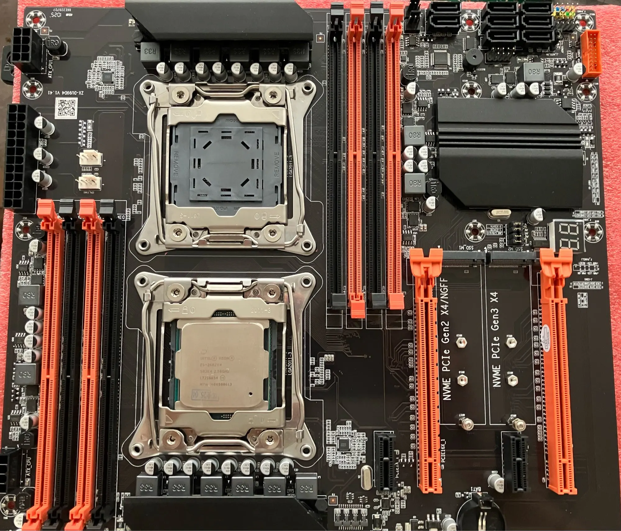 MOUGOl X99 Dual CPU Gaming Motherboard Set lntel Xeon E5 2680 V4&DDR4 64GB (4*16GB) LGA2011-3 M.2 NVME for Server Computer Host photo review