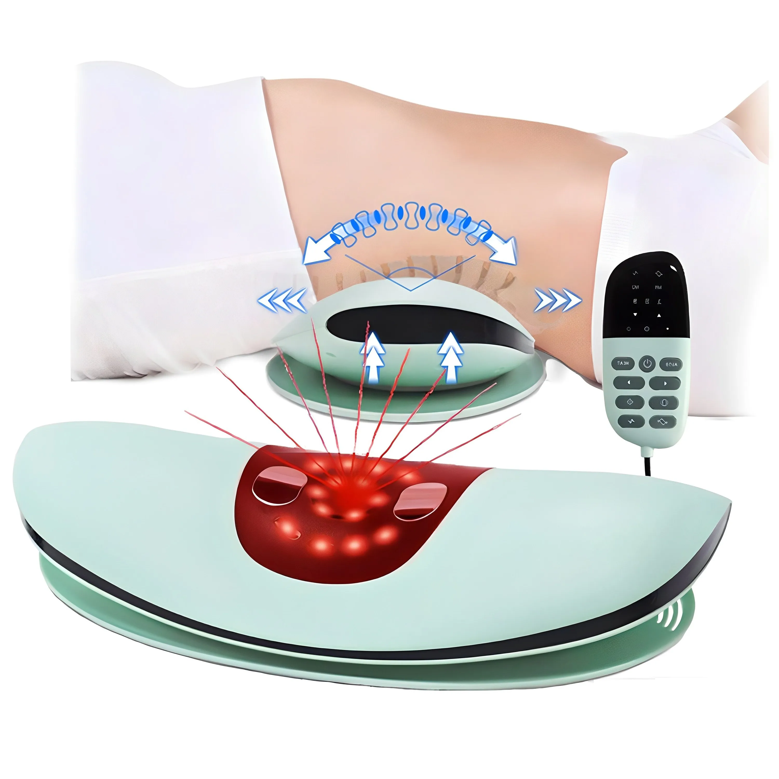 세계일주 무선 스트레칭 허리마사지기 전동 허리 안마기 3단계온열 리모컨 진동 안마기