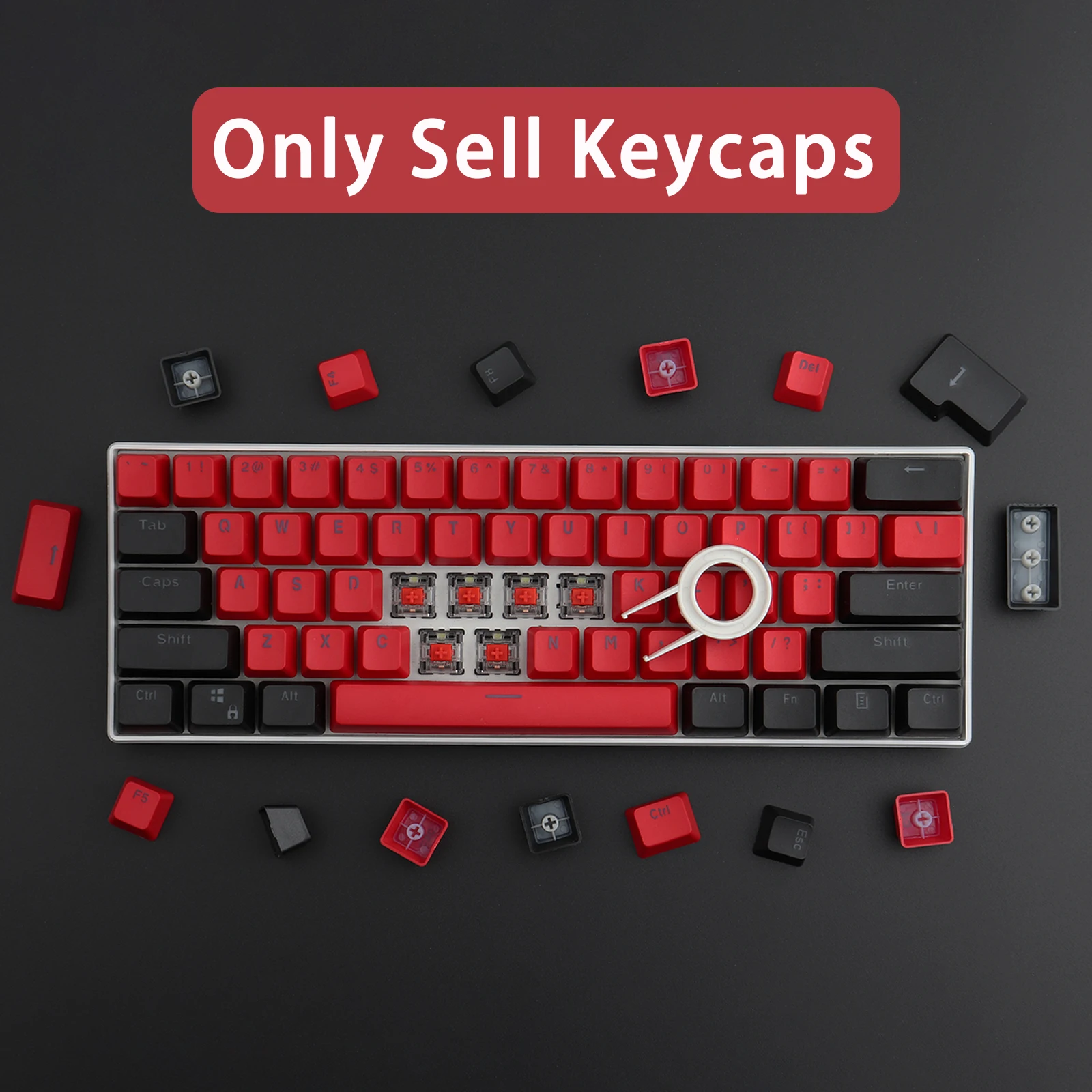Premium Black and Red PBT Backlit Keycap Set - OEM Height