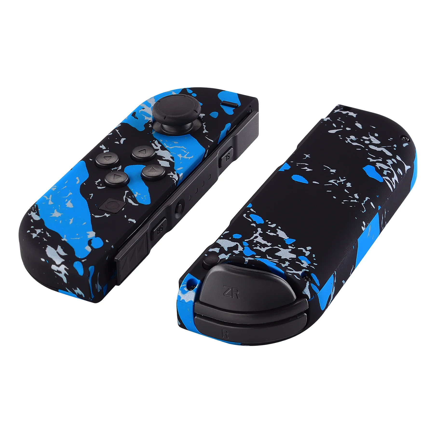 

eXtremeRate Soft Touch Grip Blue Coating Splash Patterned Housing Shell with Full Set Buttons for NS Switch JoyCon & OLED