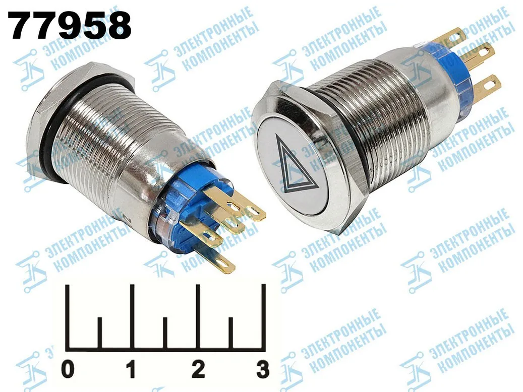 Кнопка IPBS-RR без фиксации антивандальная белая металл 12V (19мм) (аварийка) 5 контактов (art.: 3920c403ebcce) - 3920c403ebcce