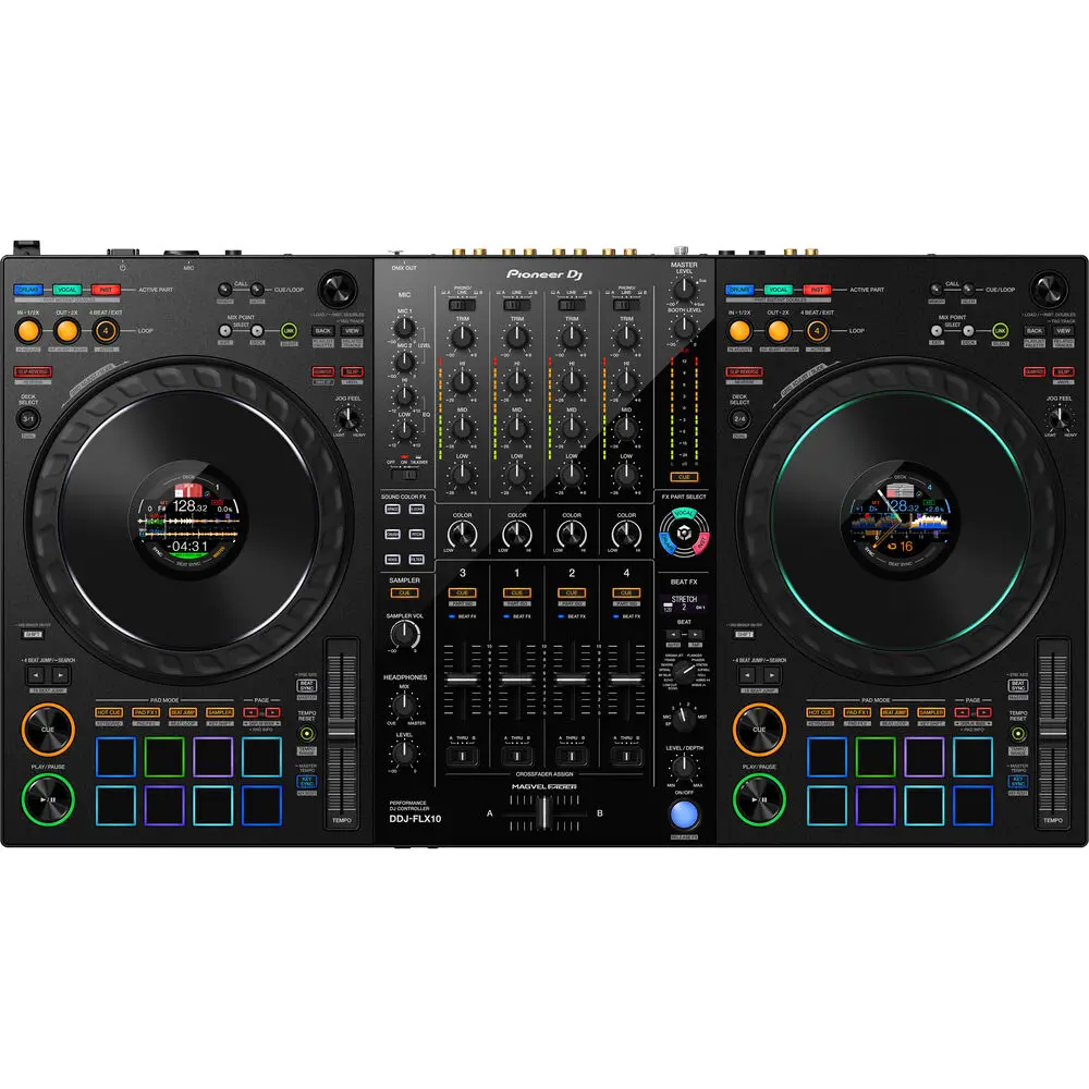 Rekordbox 및 Serato DJ Pro용 Pioneer DJ DDJ-FLX10 컨트롤러, 블랙, 4 채널