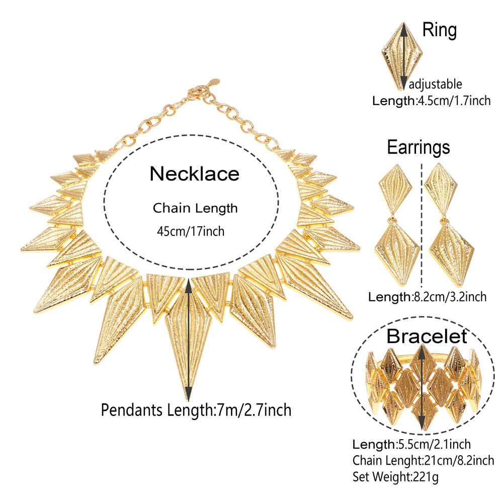Exaggerated Style Necklace, Earrings, Bracelet and Ring