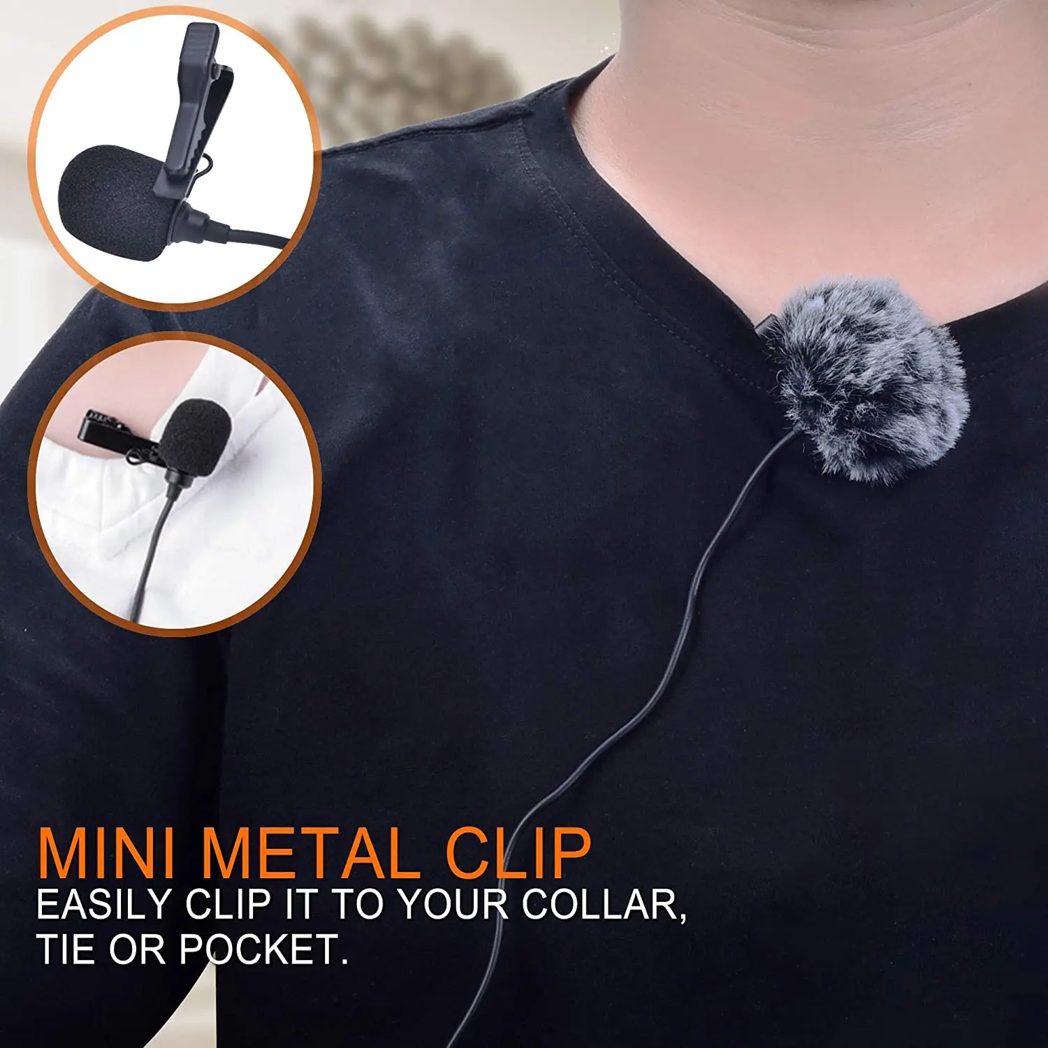 CVM-V02C 1.8Meters Lapel Microphone Lavalier Microphone XLR Cardioid Wired Mic F