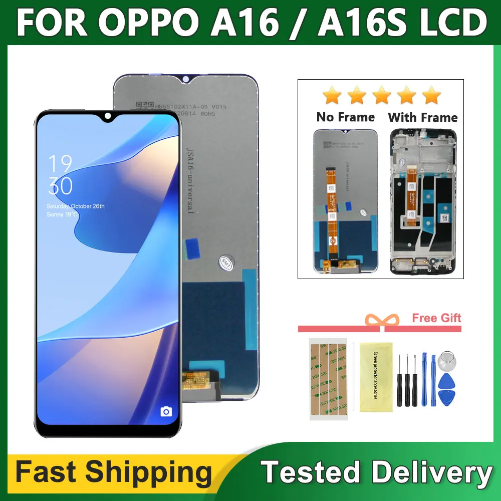 6.52 ''Per Oppo A16 2021 Cph2269 Display Lcd Touch Screen Digitizer Assembly Con Cornice Per Oppo A16S Cph2271 Display