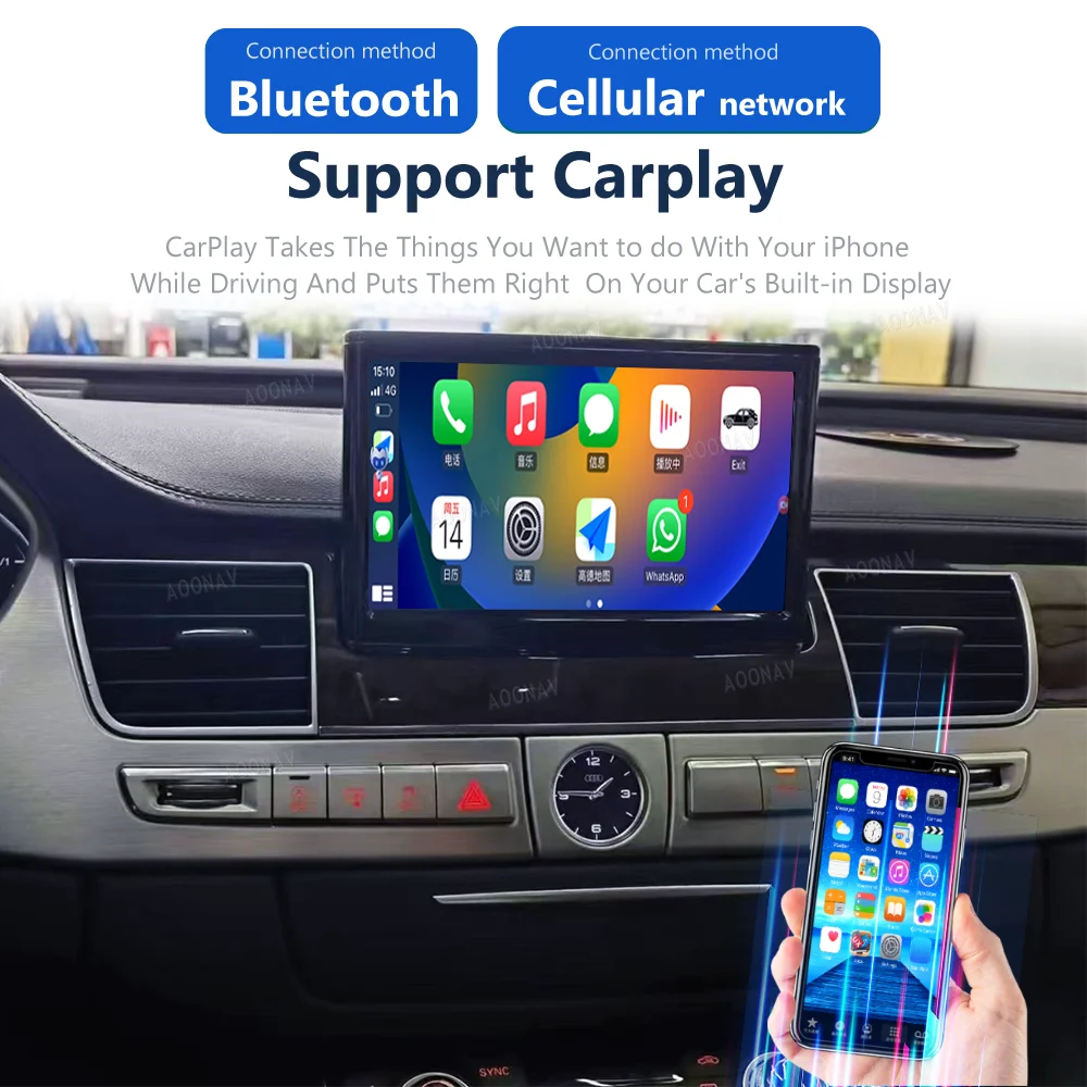 128G Android 12 Car radio For Audi A8 A8L D4 2004-2011 retractable