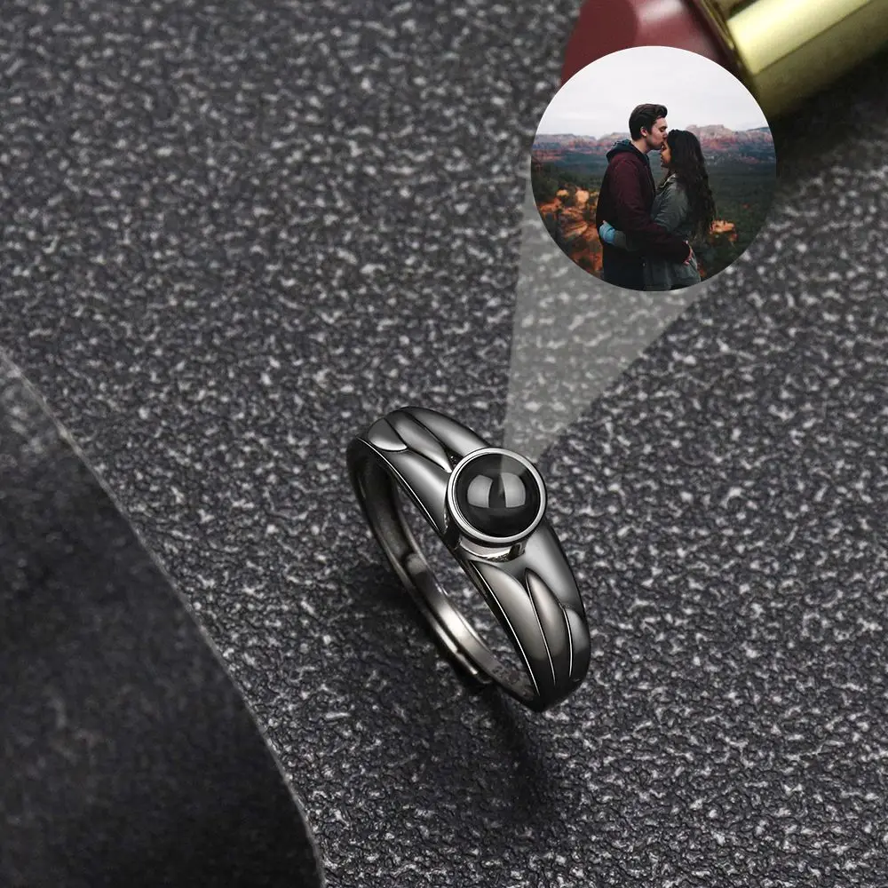 Fashion Simple Custom Projection Photo Couple Ring for Men Women Casual Finger Rings Jewelry Engagement Anniversary Gift 2023