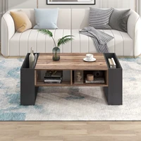 Comanlai Table basse en grain de bois, table de canapé avec un tiroir sans poignée et un compartiment de rangement, pour salon et chambre à coucher 2