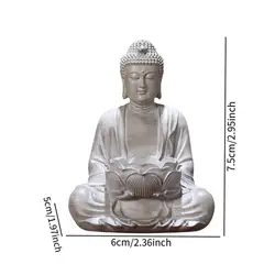 Portable Buddha Statue Decorative Tabletop Sculpture Ornament House Decor Collectible Craft (Gray)