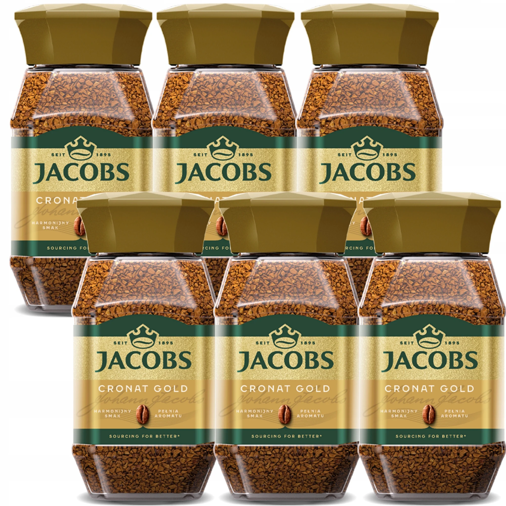 Jacobs Cronat Gold Kawa rozpuszczalna 200 g x 6 sztuk z Polski za $31.11 / ~129zł