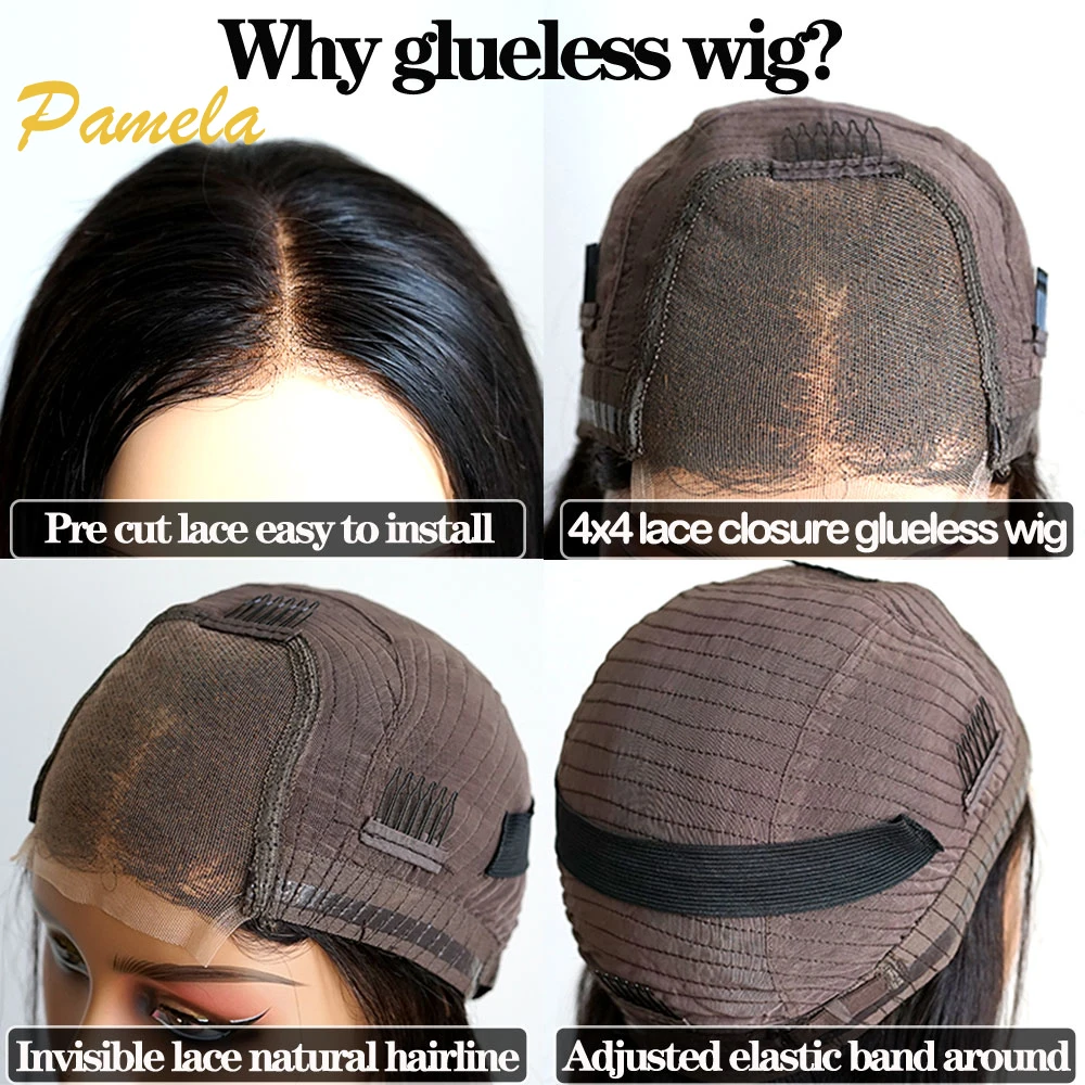 Vurgulu Zencefil Turuncu Kısa Bob 4x4 Yapıştırıcısız İnsan Saçı Perukları Kahverengi Gevşek Derin Dalga Bob Şeffaf Dantel Ön Peruklar Kadınlar İçin_voghion.com