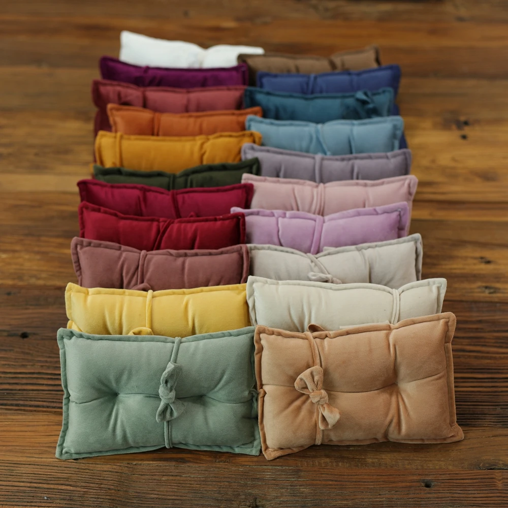 Newborn Photography Props Velvet Bowknot Baby Posing Pillow Set With Headband Fabric Studio Shooting Accessories 1