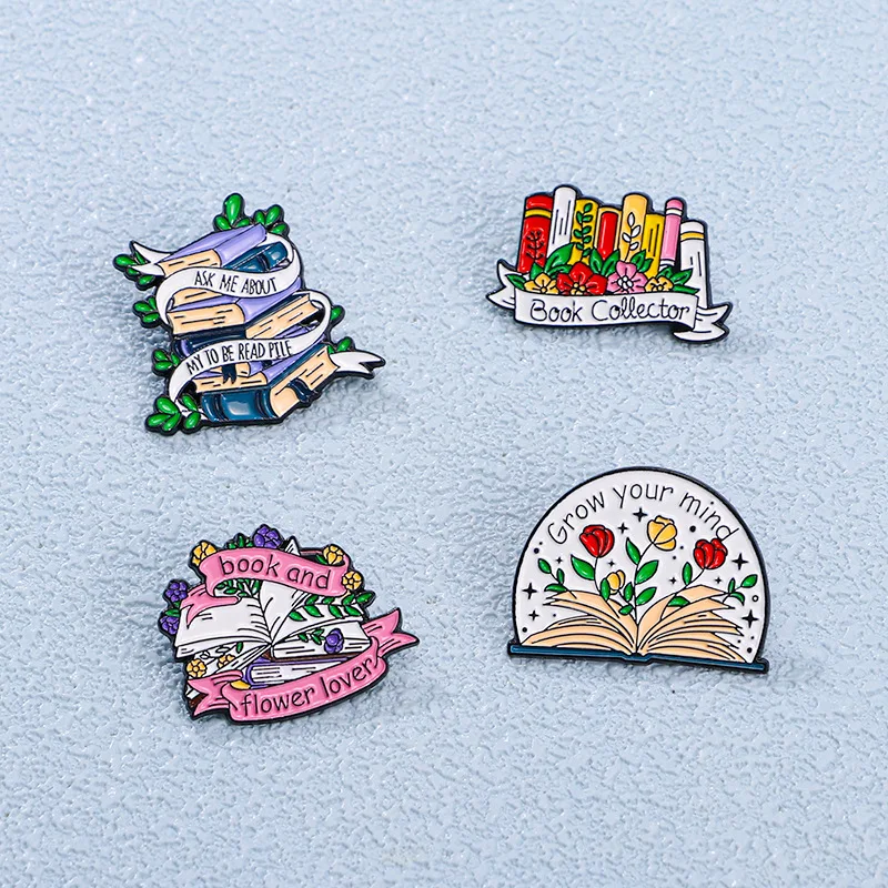 

Cute Cartoon Book Flower Enamel Brooch Creative Exquisite Lapel Pin Badge Backpack Clothing Hat Accessories