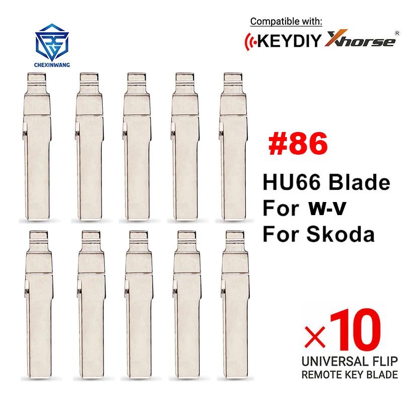 

10pcs #86 Car Blank Replacement KD VVDI Remote Key Blade NO.86 HU66 HAA Car Key Blade For WV Pas-sat Bora Sk-oda S-eat