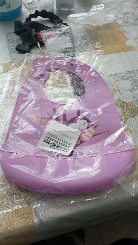 Waterproof Baby Bibs Baby Stuff Cute Solid Printed Kids Bib Girl Boy Adjustable Soft Silicone Bib Baby Feeding Stuff photo review