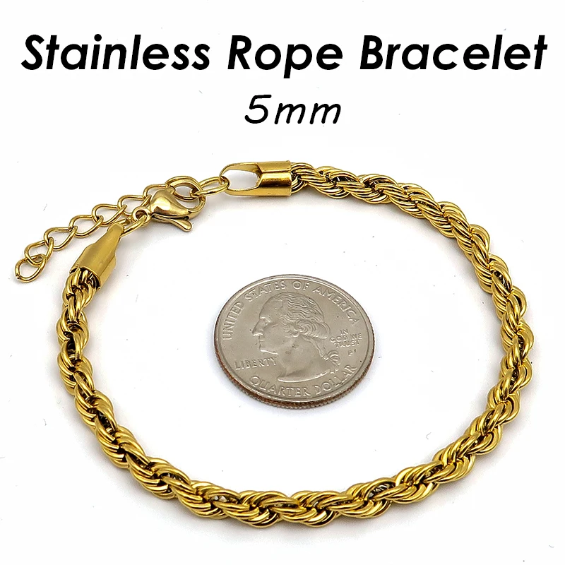 10 Pieces Rope Bracelet Gold Color Stainless Steel Rope Chain Bracelet for  Women Men - AliExpress