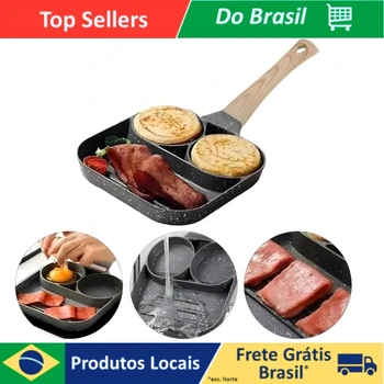 Frigideira Antiaderente com 3 Divisórias para Ovos, Bacon, Carne e Lanches