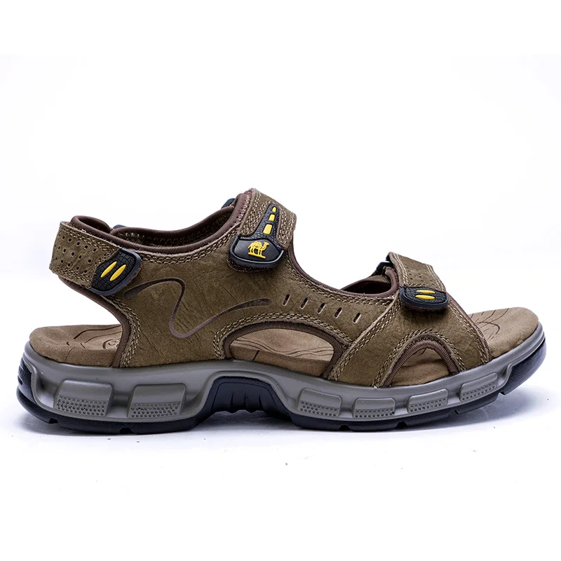 GOLDEN CAMEL Men's Summer Sandals Leather Open Toe Hiking Sandal Walking Beach Shoes for Men Water Athletic Premium Waterproof 2