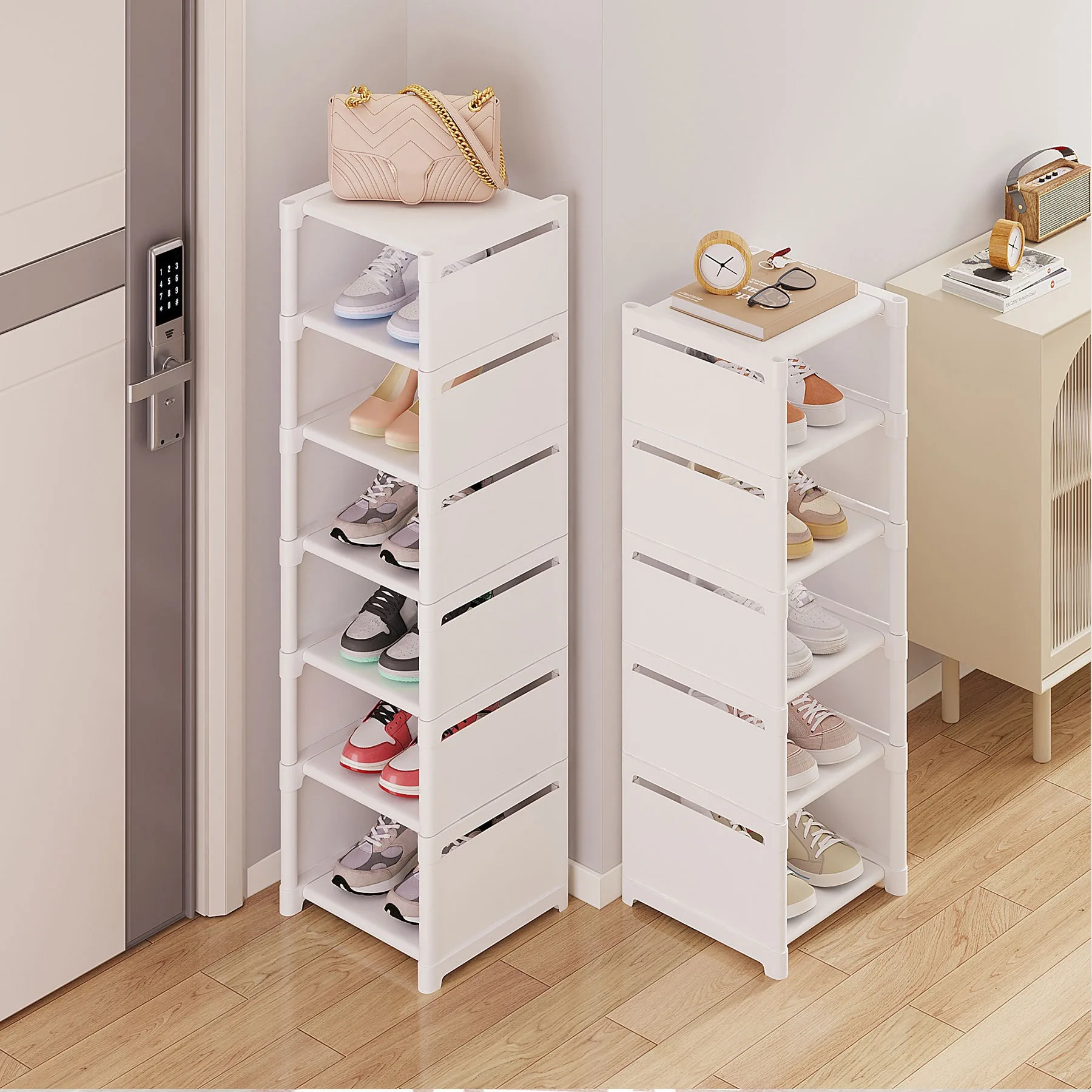 Multiple Layers Shoe Organizer Use At the Door Shoe Rack Organizer Nonwovenfabric Rack Stackable Shelf Adjustable Saving Space 2